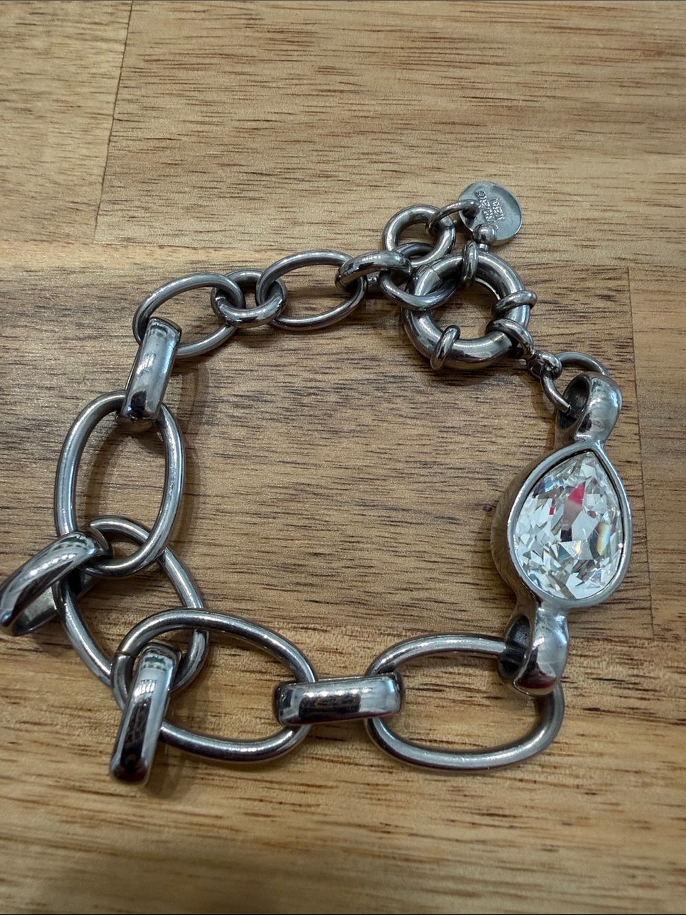 Dyrberg/Kern Silver-Tone Teardrop Crystal Link Bracelet